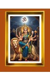 Mata Durga Golden Photo Frame - 10x14 Inches | Elegant Wooden Frame For Home, Office & Temple Decoration | Spiritual Wall & Table Decor and Gift Item