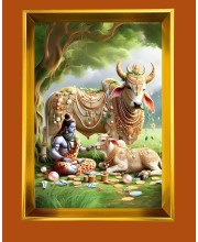 Golden Photo Frame - 10x14 Inches | Elegant Wooden Frame For Home, Office & Temple Decoration | Spiritual Wall & Table Decor and Gift Item