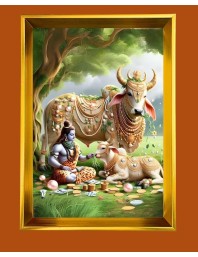 Golden Photo Frame - 10x14 Inches | Elegant Wooden Frame For Home, Office & Temple Decoration | Spiritual Wall & Table Decor and Gift Item