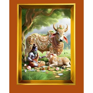Golden Photo Frame - 10x14 Inches | Elegant Wooden Frame For Home, Office & Temple Decoration | Spiritual Wall & Table Decor and Gift Item