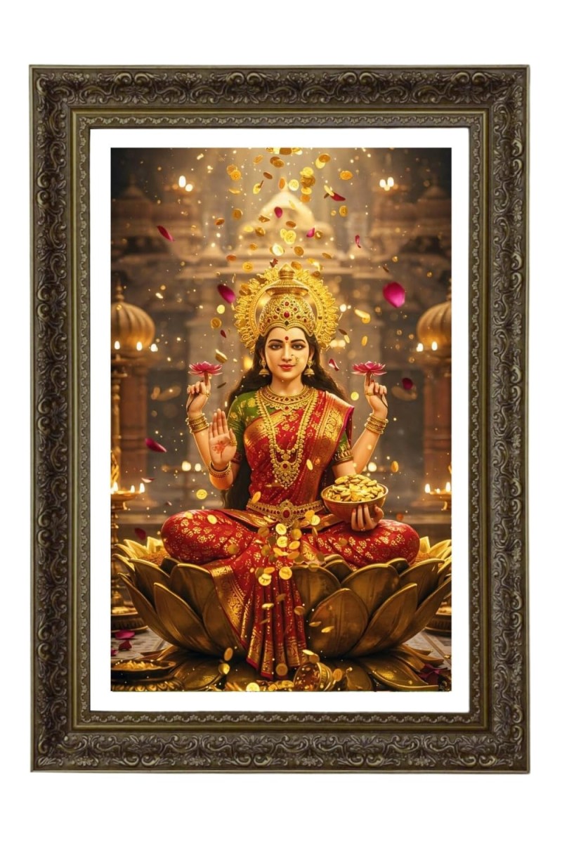 Maa Laxmi Big Photo Frame - 20x28 Inches For Home,Temple & Office Decoration (F11054)