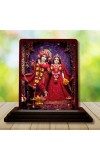 Car Desk/Table Top Radha Krishna Wooden Photo Stand 3x4 Inches, Compact & Stylish Spiritual Display For Car, Home & Office (Pack Of 1) (F14225)