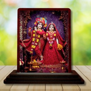 Car Desk/Table Top Radha Krishna Wooden Photo Stand 3x4 Inches, Compact & Stylish Spiritual Display For Car, Home & Office (Pack Of 1) (F14225) Car Desk/Table Top Radha Krishna Wooden Photo Stand 3x4 Inches, Compact & Stylish Spiritual Display For Car, Home & Office (Pack Of 1) (F14225)