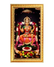 Mata Lakhsmi Digital Golden Color Photo Frame | Hindu Religious Wall Decor | 10x17 Inches - Inspirational Wall Art For Office, Home Decor - Ideal Spiritual Gift (F10239)