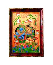 Radha Krishna Art Photo Frame For Wall & Table | 7x9 Inch Golden Cherry Finish | Decorative Radha Krishna Art Photo Frame For Home, Office & Pooja Room (F11384)