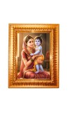 Bal Gopal And Mata Yashoda Golden Designer Photo Frame | 10x14 Inch Religious Wall Hanging Frame For Home & Office Decoration | Hindu Deity Bal Gopal And Mata Yashoda Spiritual Gift Item