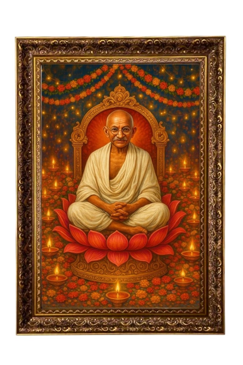 Mahatma Gandhi Big Photo Frame - 20x28 Inches For Home,Temple & Office Decoration (F11174)
