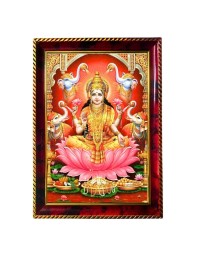 Devi Laxmi Photo Frame For Wall & Table | 7x9 Inch Golden Cherry Finish | Decorative Devi Laxmi Photo Frame For Home, Office & Pooja Room (F11572)