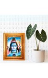 Har Har Mahadev Golden Designer Photo Frame | 10x14 Inch Religious Wall Hanging Frame For Home & Office Decoration | Hindu Deity Har Har Mahadev Spiritual Gift Item