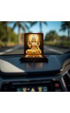 Car Desk/Table Top Goddess Lakshmi Wooden Photo Stand 3x4 Inches, Compact & Stylish Spiritual Display For Car, Home & Office (Pack Of 1) (F14456)