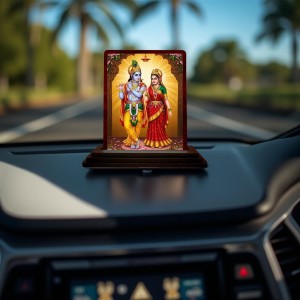 Car Desk/Table Top Lord Radha Krishna Wooden Photo Stand 3x4 Inches, Compact & Stylish Spiritual Display For Car, Home & Office (Pack Of 1) (F15110) Car Desk/Table Top Lord Radha Krishna Wooden Photo Stand 3x4 Inches, Compact & Stylish Spiritual Display For Car, Home & Office (Pack Of 1) (F15110)
