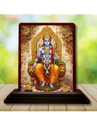 Car Desk/Table Top Lord Ram Wooden Photo Stand 3x4 Inches, Compact & Stylish Spiritual Display For Car, Home & Office (Pack Of 1) (F15178)