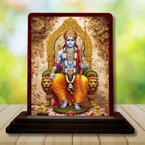 Car Desk/Table Top Lord Ram Wooden Photo Stand 3x4 Inches, Compact & Stylish Spiritual Display For Car, Home & Office (Pack Of 1) (F15178)