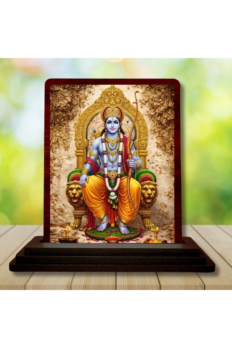 Car Desk/Table Top Lord Ram Wooden Photo Stand 3x4 Inches, Compact & Stylish Spiritual Display For Car, Home & Office (Pack Of 1) (F15178)