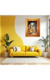 Krishna Leela Golden Designer Photo Frame | 10x14 Inch Religious Wall Hanging Frame For Home & Office Decoration | Hindu Deity Krishna Leela Spiritual Gift Item