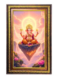 Lord Ganesha Digital Golden Balck Color Photo Frame | Hindu Religious Wall Decor | 10x16 Inches - Inspirational Wall Art For Office, Home Decor - Ideal Spiritual Gift (F16574)