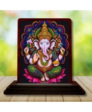 Car Desk/Table Top Lord Ganesha Wooden Photo Stand â€“ 3x4 Inches, Compact & Stylish Spiritual Display For Car, Home & Office (Pack Of 1) (F15073)