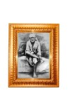 Shirdi Sai Baba Golden Designer Photo Frame | 18x22 Inch Religious Wall Hanging Frame For Home & Office Decoration | Hindu Deity Spiritual Gift Item