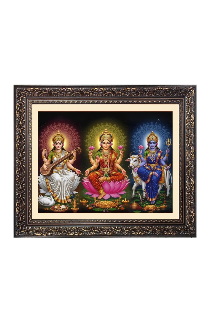 Lakhsmi,sraswati,parvati Big Photo Frame - 24x28 Inches for Home,Temple & Office Decoration