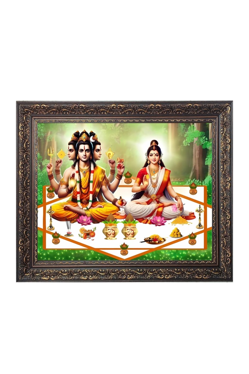 Lord Dattatreya Big Photo Frame - 20x24 Inches for Home,Temple & Office Decoration
