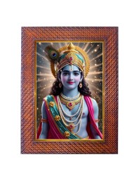 Lord Krishna Photo Frame 15X19 Inch Religious Wall & Table Decor Frame | Lord Krishna Spiritual Photo Frame For Home, Temple & Office | Decorative Hindu God & Goddess Frame (Pack Of 1) (F18036)