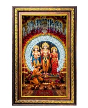 Lord Rama Sita Hanuman Digital Golden Balck Color Photo Frame | Hindu Religious Wall Decor | 10x16 Inches - Inspirational Wall Art For Office, Home Decor - Ideal Spiritual Gift (F16569)