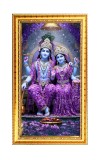 Lakhsmi & Narayan Digital Golden Color Photo Frame | Hindu Religious Wall Decor | 12x19 Inches - Inspirational Wall Art For Office, Home Decor - Ideal Spiritual Gift (F10220)