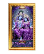 Lakhsmi & Narayan Digital Golden Color Photo Frame | Hindu Religious Wall Decor | 10x17 Inches - Inspirational Wall Art For Office, Home Decor - Ideal Spiritual Gift (F10220)