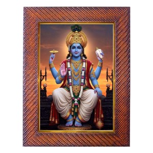 Lord Vishnu Photo Frame 21X25 Inch Religious Wall & Table Decor Frame | Lord Vishnu Spiritual Photo Frame For Home, Temple & Office | Decorative Hindu God & Goddess Frame (Pack Of 1) (F17996)