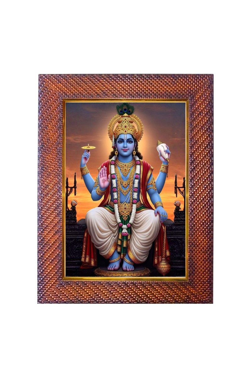 Lord Vishnu Photo Frame 21X25 Inch Religious Wall & Table Decor Frame | Lord Vishnu Spiritual Photo Frame For Home, Temple & Office | Decorative Hindu God & Goddess Frame (Pack Of 1) (F17996)