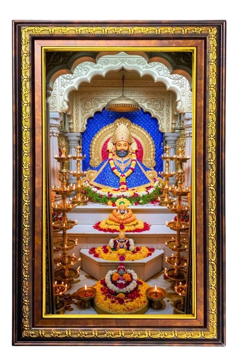 KhatuShyam Digital Golden Balck Color Photo Frame | Hindu Religious Wall Decor | 10x16 Inches - Inspirational Wall Art For Office, Home Decor - Ideal Spiritual Gift (F16678)