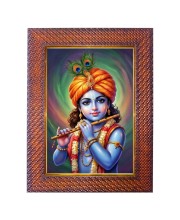 Lord Krishna Photo Frame 19X23 Inch Religious Wall & Table Decor Frame | Lord Krishna Spiritual Photo Frame For Home, Temple & Office | Decorative Hindu God & Goddess Frame (Pack Of 1) (F18043)
