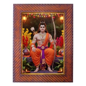 Lord Krishna Photo Frame 19X23 Inch Religious Wall & Table Decor Frame | Lord Krishna Spiritual Photo Frame For Home, Temple & Office | Decorative Hindu God & Goddess Frame (Pack Of 1) (F17983)