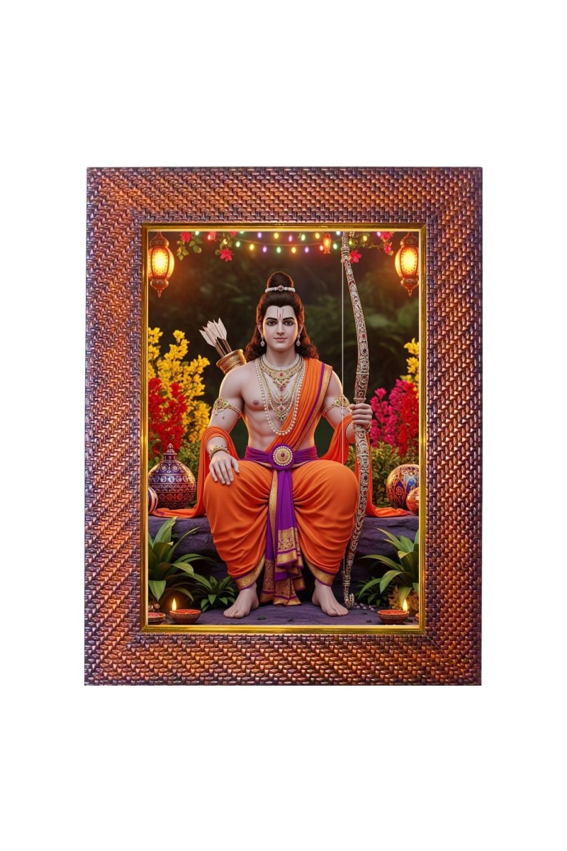 Lord Krishna Photo Frame 21X25 Inch Religious Wall & Table Decor Frame | Lord Krishna Spiritual Photo Frame For Home, Temple & Office | Decorative Hindu God & Goddess Frame (Pack Of 1) (F17983)