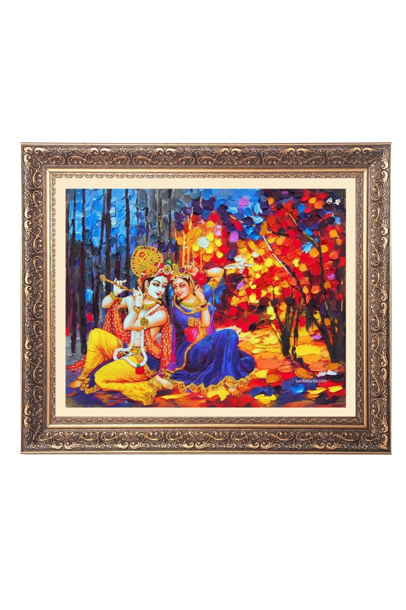 Divine couple radha krishna Big Photo Frame - 18x22 Inches for Home,Temple & Office Decoration