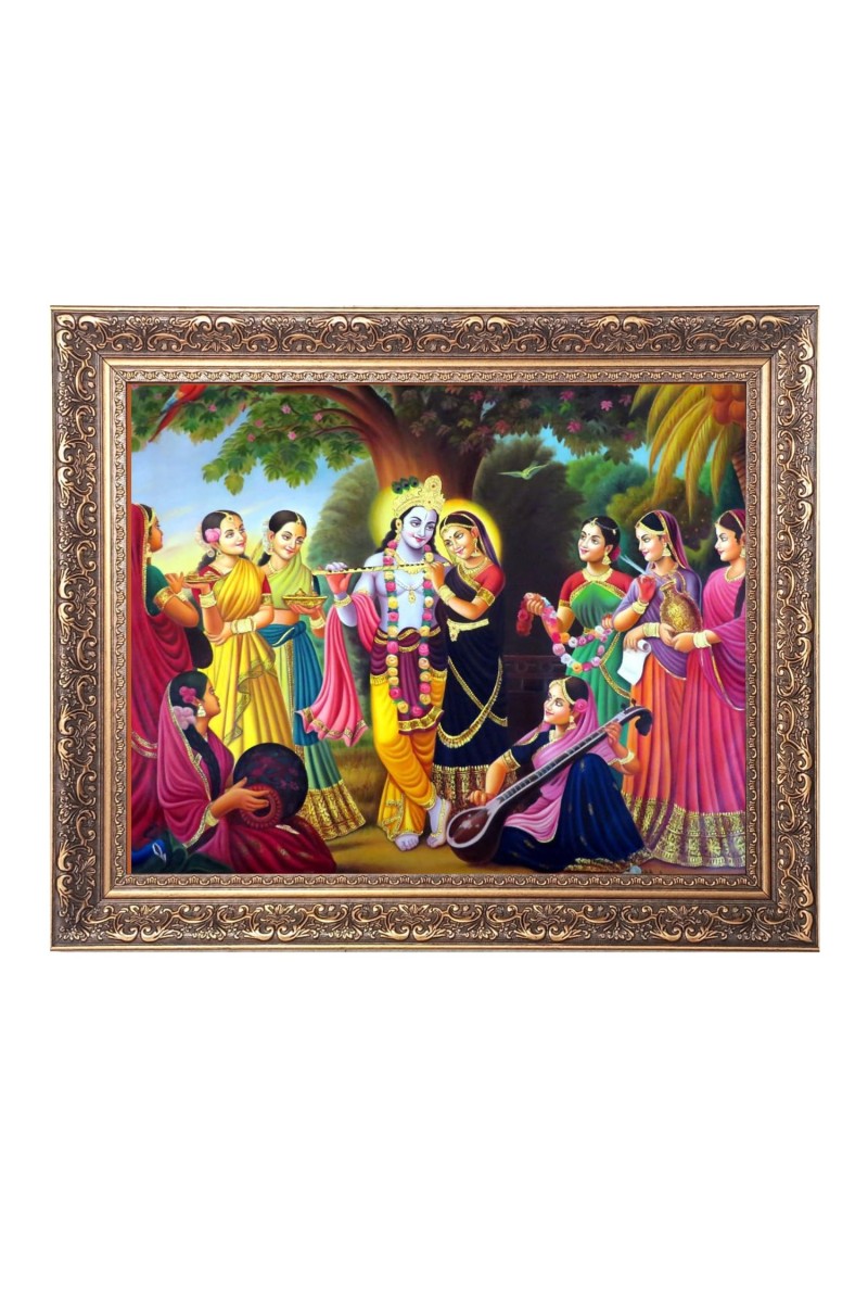 Gopis,Rasa Lila Big Photo Frame - 18x22 Inches for Home,Temple & Office Decoration