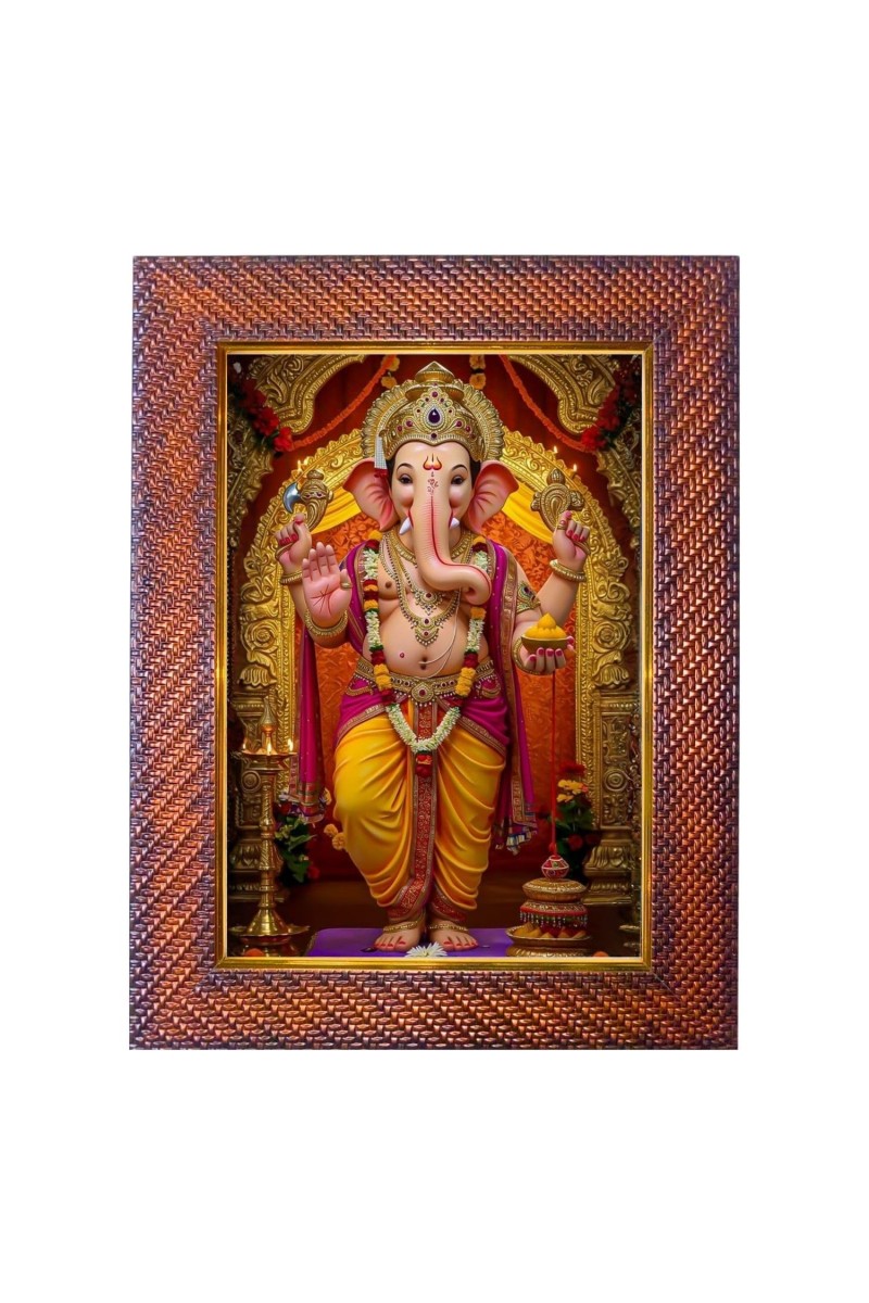 Lord Krishna Photo Frame Religious Wall & Table Decor Frame | Lord Krishna Spiritual Photo Frame For Home, Temple & Office | Decorative Hindu God & Goddess Frame (Pack Of 1) (F18040)
