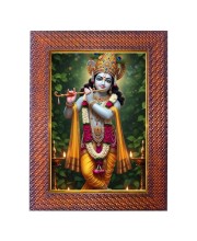 Lord Krishna Photo Frame 21X25 Inch Religious Wall & Table Decor Frame | Lord Krishna Spiritual Photo Frame For Home, Temple & Office | Decorative Hindu God & Goddess Frame (Pack Of 1) (F17990)