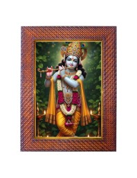 Lord Krishna Photo Frame 21X25 Inch Religious Wall & Table Decor Frame | Lord Krishna Spiritual Photo Frame For Home, Temple & Office | Decorative Hindu God & Goddess Frame (Pack Of 1) (F17990)
