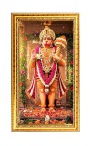 Lord Hanuman Digital Golden Color Photo Frame | Hindu Religious Wall Decor | 12x19 Inches - Inspirational Wall Art For Office, Home Decor - Ideal Spiritual Gift (F10249)