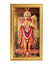 Lord Hanuman Digital Golden Color Photo Frame | Hindu Religious Wall Decor | 10x17 Inches - Inspirational Wall Art For Office, Home Decor - Ideal Spiritual Gift (F10249)