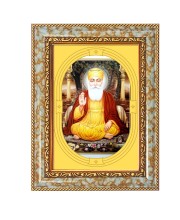 Guru Nanak Dev Ji Spiritual Guru Digital Photo In Designer Frame, Size 10x16 Inch | Hindu Religious Picture For Home Temple, Office & Gift | Wall Art & Pooja Decor (F10408)
