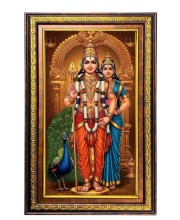 Lord Karthikeya And Valli Digital Golden Balck Color Photo Frame | Hindu Religious Wall Decor | 10x16 Inches - Inspirational Wall Art For Office, Home Decor - Ideal Spiritual Gift (F16474)