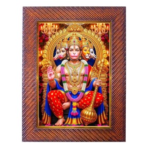 Lord Hanuman Photo Frame 19X23 Inch Religious Wall & Table Decor Frame | Lord Hanuman Spiritual Photo Frame For Home, Temple & Office | Decorative Hindu God & Goddess Frame (Pack Of 1) (F17992)