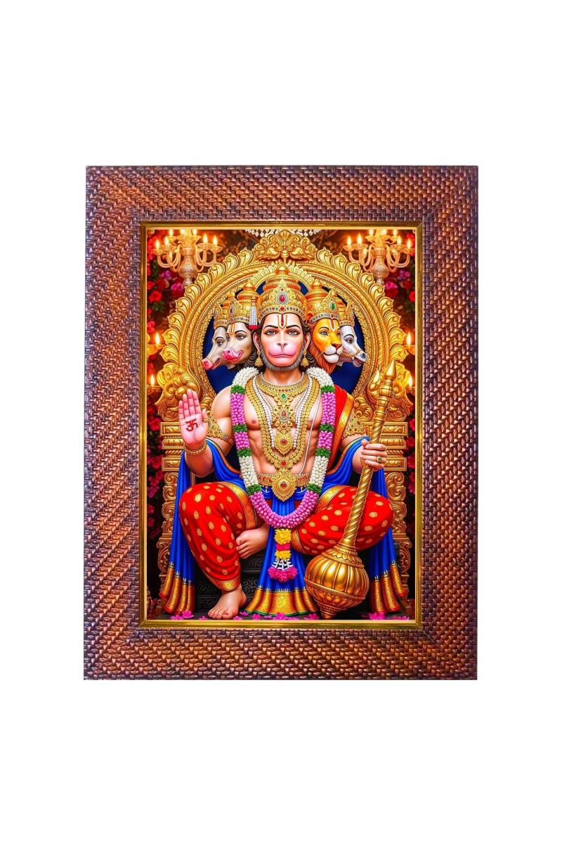 Lord Hanuman Photo Frame 19X23 Inch Religious Wall & Table Decor Frame | Lord Hanuman Spiritual Photo Frame For Home, Temple & Office | Decorative Hindu God & Goddess Frame (Pack Of 1) (F17992)