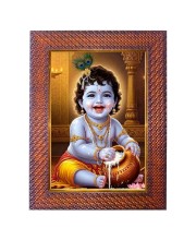 Lord Krishna Photo Frame 21X25 Inch Religious Wall & Table Decor Frame | Lord Krishna Spiritual Photo Frame For Home, Temple & Office | Decorative Hindu God & Goddess Frame (Pack Of 1) (F17981)