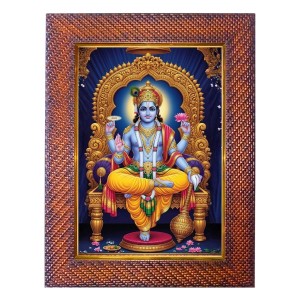 Lord Vishnu Photo Frame Religious Wall & Table Decor Frame | Lord Vishnu Spiritual Photo Frame For Home, Temple & Office | Decorative Hindu God & Goddess Frame (Pack Of 1) (F18006)