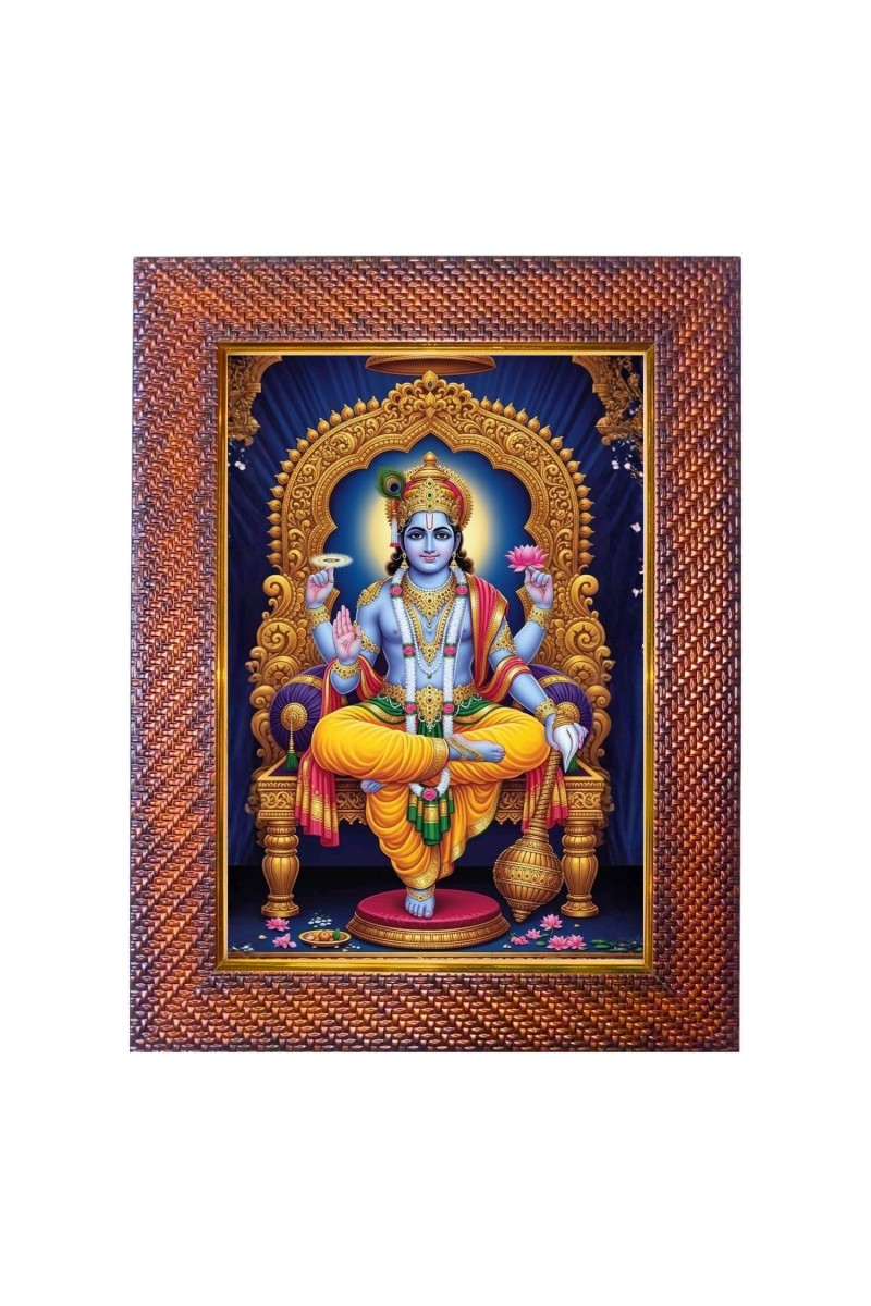 Lord Vishnu Photo Frame Religious Wall & Table Decor Frame | Lord Vishnu Spiritual Photo Frame For Home, Temple & Office | Decorative Hindu God & Goddess Frame (Pack Of 1) (F18006)