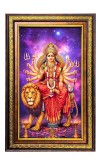 Goddess Durga Digital Golden Balck Color Photo Frame | Hindu Religious Wall Decor | 10x16 Inches - Inspirational Wall Art For Office, Home Decor - Ideal Spiritual Gift (F16553)
