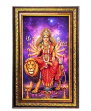 Goddess Durga Digital Golden Balck Color Photo Frame | Hindu Religious Wall Decor | 10x16 Inches - Inspirational Wall Art For Office, Home Decor - Ideal Spiritual Gift (F16553)